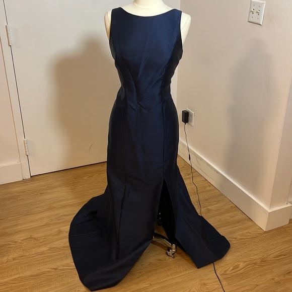 Dessy dress D707 in Midnight Satin Twill - Picture 1 of 4